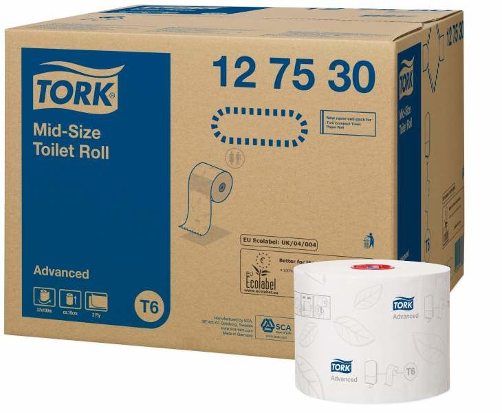 Tork туалетная бумага Mid-size Advanced в миди рулонах, 2 слойная фото