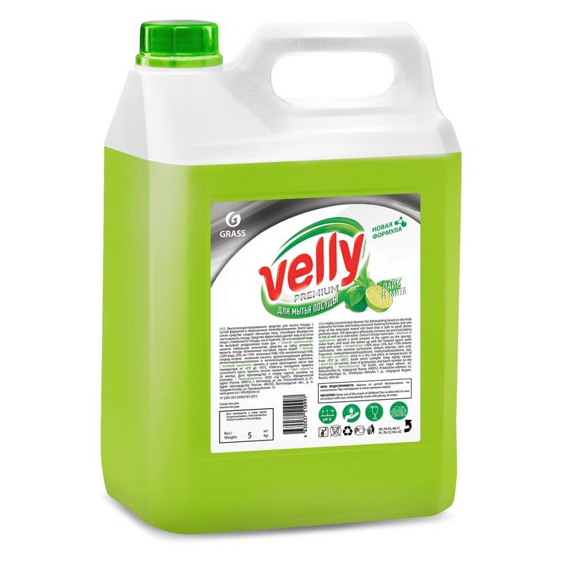Velly Premium, средство для мытья посуды, 5 л. (лайм и мята) фото
