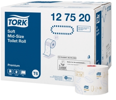 Tork туалетная бумага Mid-size Premium в миди рулонах мягкая, 2 слойная (27шт/кор) фото